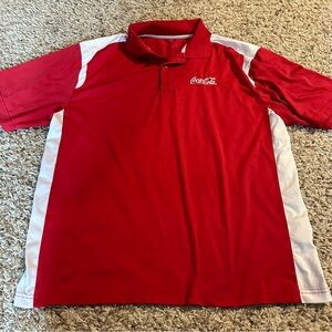 Coca Cola Polo Shirt Men’s Large Red And White Striped